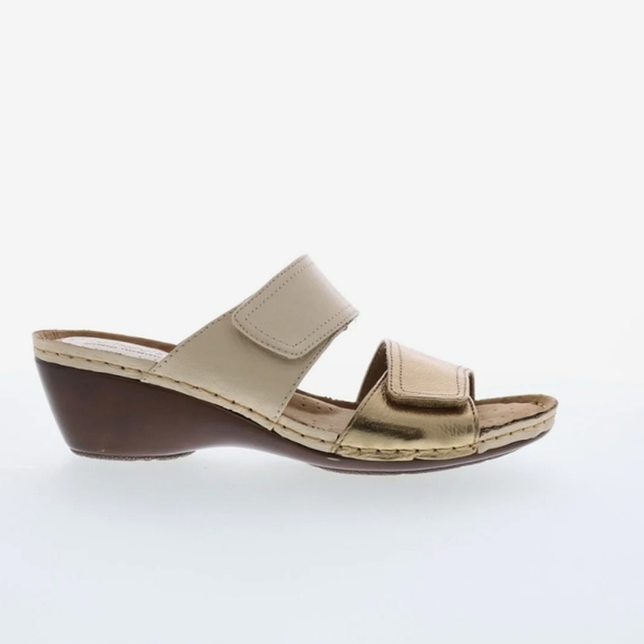Softspots Shoes - Softspots - NEW Panama 7337103 Womens Beige Leather Wedges Sandals Shoes